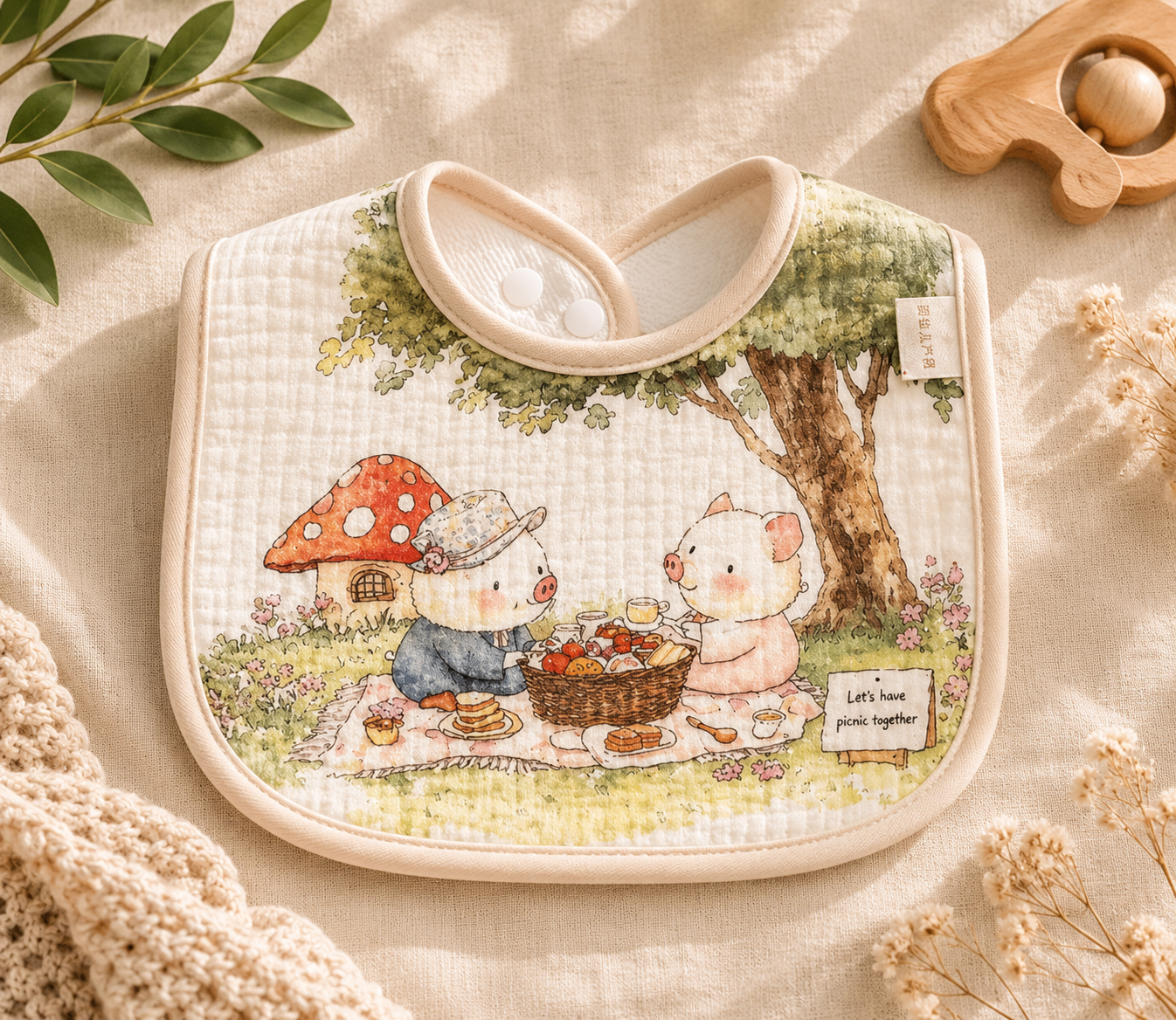 Premium Cotton Baby Feeding Bib – Soft, Waterproof & Adjustable
