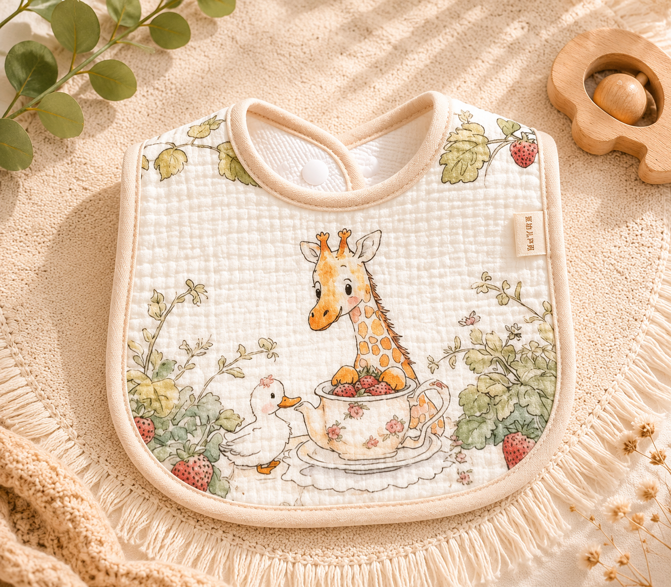 Premium Cotton Baby Feeding Bib – Soft, Waterproof & Adjustable