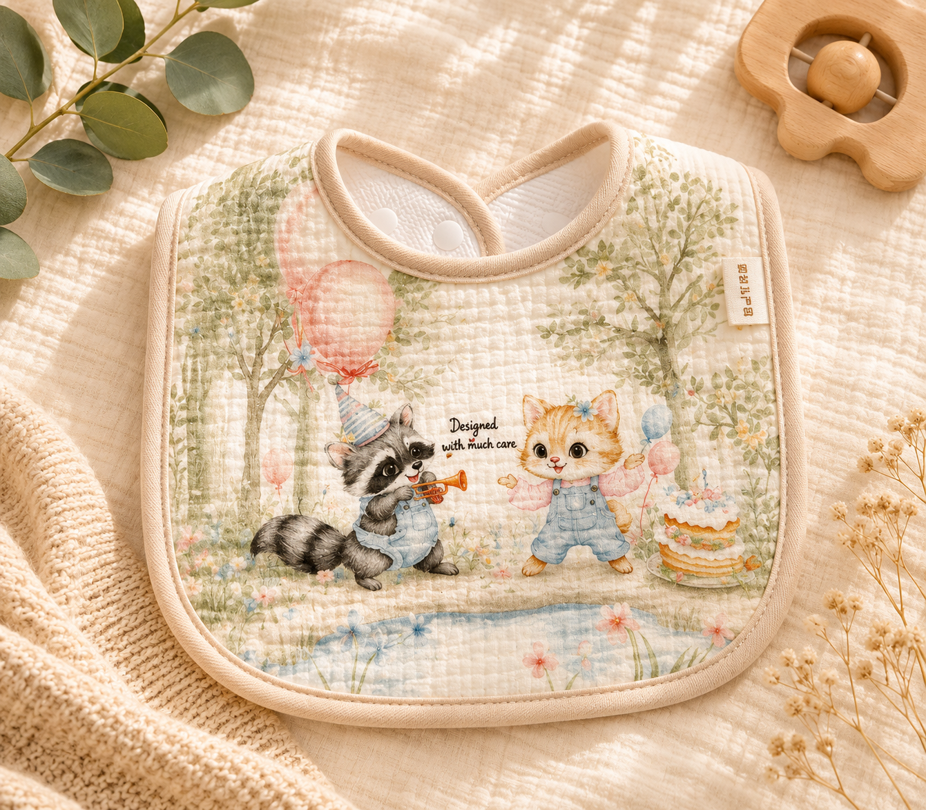 Premium Cotton Baby Feeding Bib – Soft, Waterproof & Adjustable