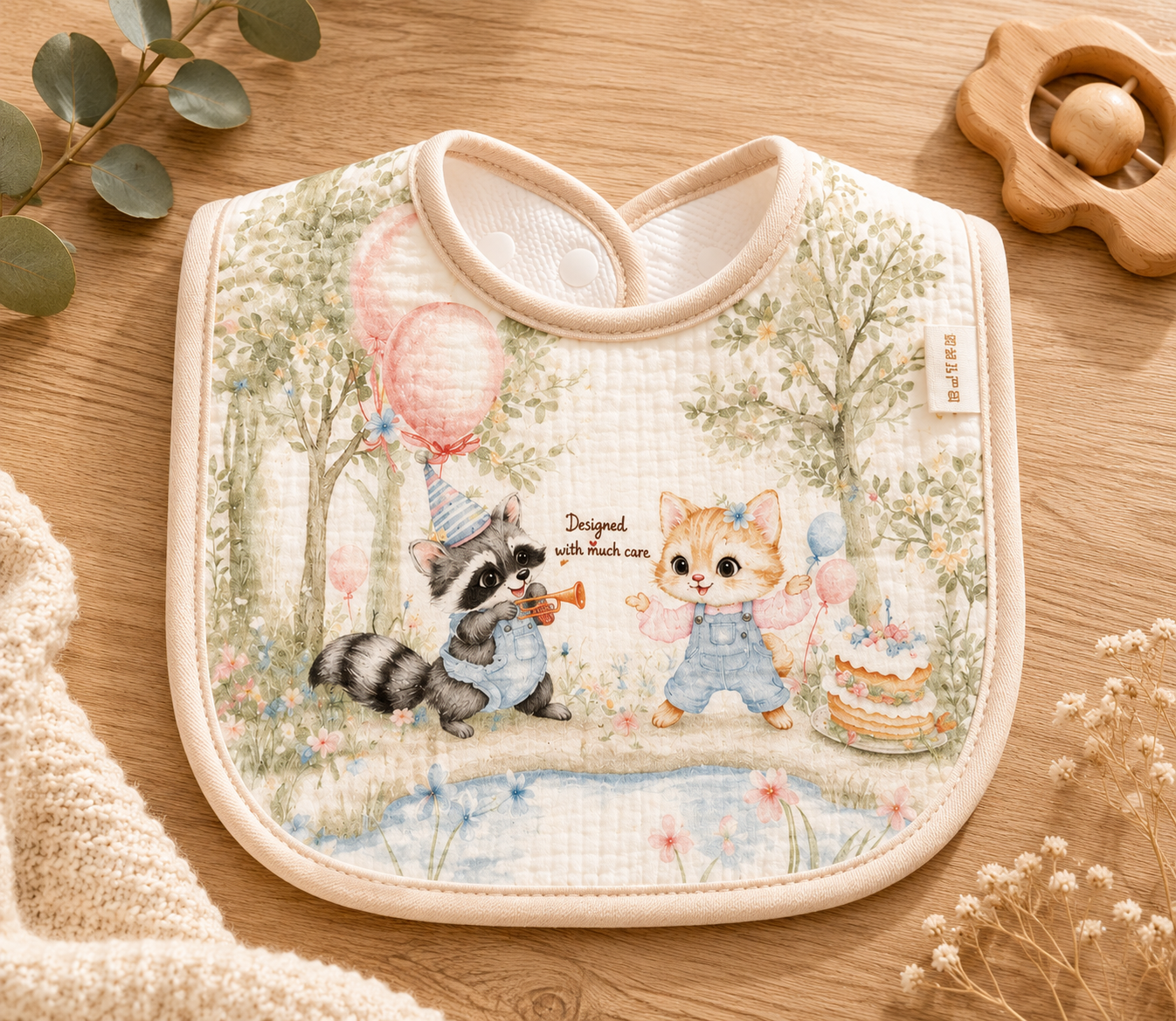 Premium Cotton Baby Feeding Bib – Soft, Waterproof & Adjustable