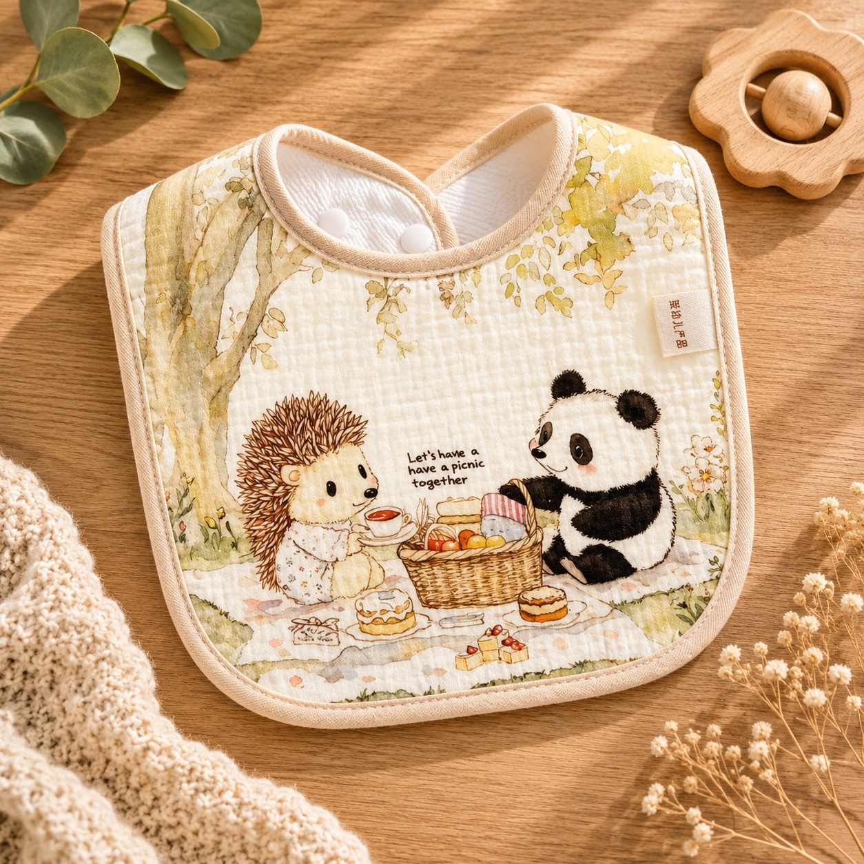Premium Cotton Baby Feeding Bib – Soft, Waterproof & Adjustable
