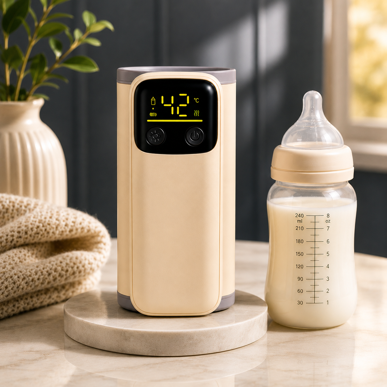 Wireless Rechargeable Bottle Warmer — Digital Display